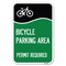Signmission Bicycle Parking Area-Permit Required w Heavy-Gauge Aluminum Sign, 12" x 18", A-1218-24324 A-1218-24324 - alternate 1